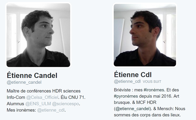 Comptes twitter Etienne candel